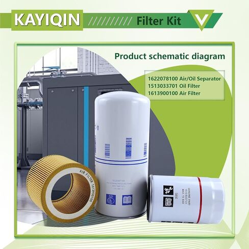 2901091900 Filter Kit Compatible with 1622087100 Air/Oil Separator + 1513033701 Oil Filter + 1613900100 Air Filter Air Compressor Replacement Parts 2901-0919-00 in Kuwait