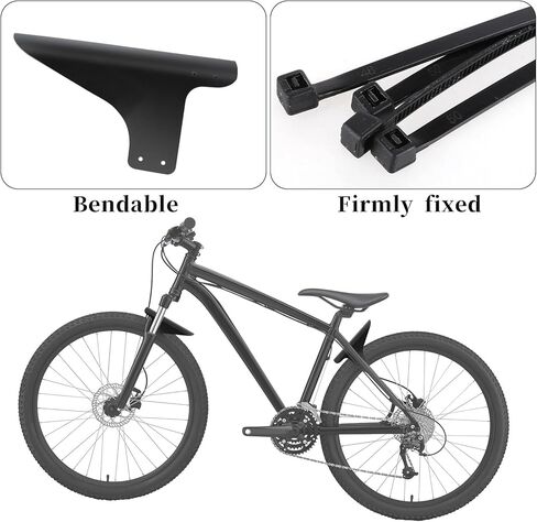 2 Set Mountain Bike Fender Mud Guard Rear and Front Compatible Mountain Bicycle Mudguard Adjustable 26", 27.5", 29" Plus Size with 10 Cable Ties for Fat Bike Wheel Size and All Disc Brake Bicycles in Saudi Arabia