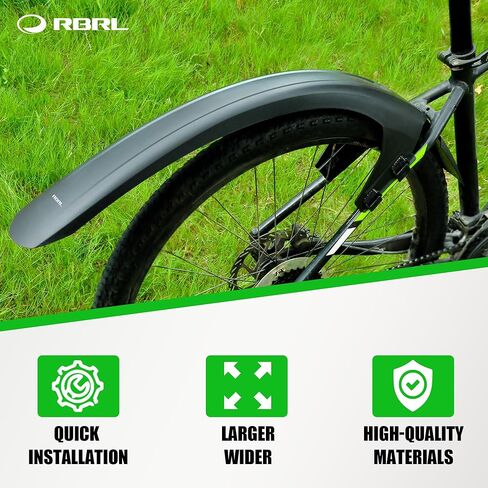 مجموعة حاجز الدراجة RBRL لدراجات MTB والدراجة الإلكترونية - واقيات الطين ذات التغطية الكاملة المتوافقة مع عجلات مقاس 27.5 بوصة / 29 بوصة حتى 3.0 بوصة - واقي رذاذ متين ضد الطين والماء - تركيب ثابت وخالي من الأدوات in Kuwait