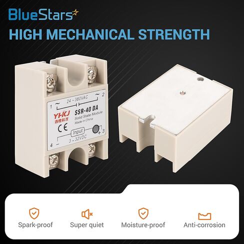 BlueStars 3PCS SSR-40DA Solid State Relay DC Input AC Output, 3-32V/DC to 24-380V/AC Single Phase SSR-40DA Solid State Relay Module in Saudi Arabia