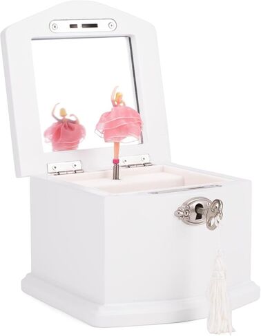 صندوق المجوهرات الموسيقي الخشبي مقاس 9 بوصة من Cottage Garden Ballerina يلعب لحن بحيرة البجع in Kuwait