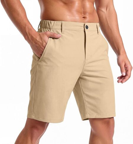 شورت رجالي من GINGTTO بمقاس نحيف مقاس 9 بوصات بنطال تشينو قصير كاجوال قابل للتمدد in Kuwait