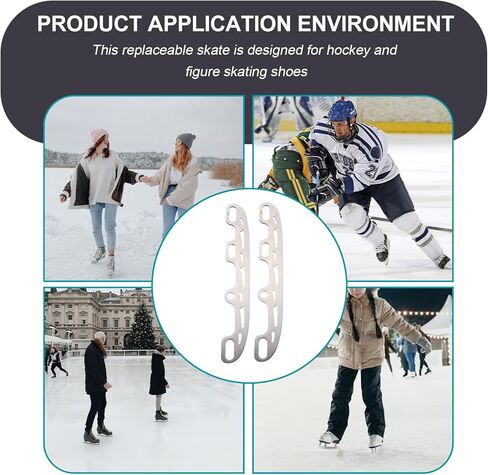 Milisten Replaceable Stainless Steel Ice Hockey Skating Blades for Roller Skates Silver Large Size 290mm 16 Edge Plugs Ice Skating Accessory for Hockey Players in Kuwait