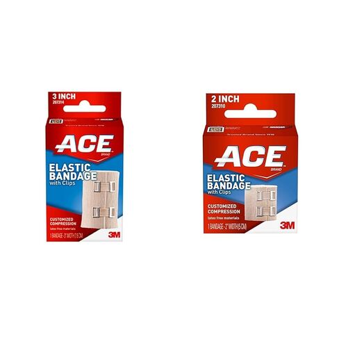 ACE 3 Inch Elastic Bandage with with Clips, Beige, Great for Elbow, Ankle, Knee and More, 1 Count in Kuwait