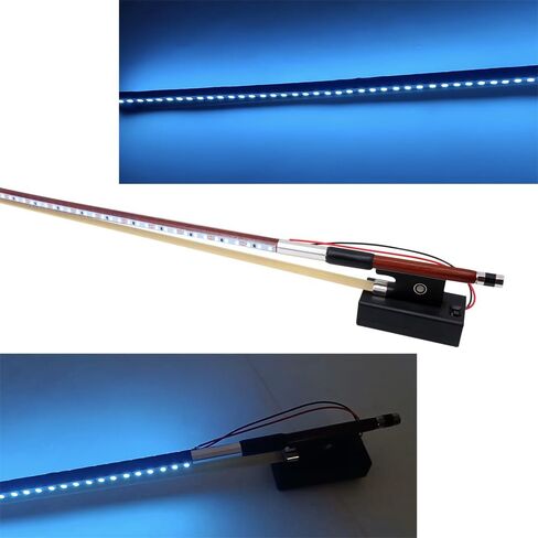 4/4 Violin Bow with Brazilwood Stick & Ebony Frog | Full Size Professional Bow with White Horsehair & Double Pearl Eyes| with Blue LED Light in Saudi Arabia