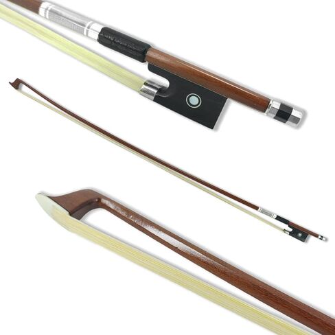 4/4 Violin Bow with Brazilwood Stick & Ebony Frog | Full Size Professional Bow with White Horsehair & Double Pearl Eyes| with Blue LED Light in Saudi Arabia