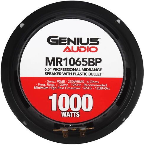 Genius Audio MR1065BP 6.5 بوصة مكبرات صوت متوسطة المدى 1000 واط بحد أقصى 500 واط RMS Pro Audio رصاصة بلاستيكية - مغناطيس الفريت 4 أوم - 2 مكبرات صوت in Saudi Arabia
