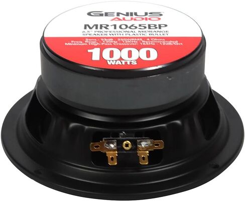 Genius Audio MR1065BP 6.5 بوصة مكبرات صوت متوسطة المدى 1000 واط بحد أقصى 500 واط RMS Pro Audio رصاصة بلاستيكية - مغناطيس الفريت 4 أوم - 2 مكبرات صوت in Saudi Arabia