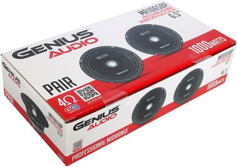 Genius Audio MR1065BP 6.5 بوصة مكبرات صوت متوسطة المدى 1000 واط بحد أقصى 500 واط RMS Pro Audio رصاصة بلاستيكية - مغناطيس الفريت 4 أوم - 2 مكبرات صوت in Saudi Arabia