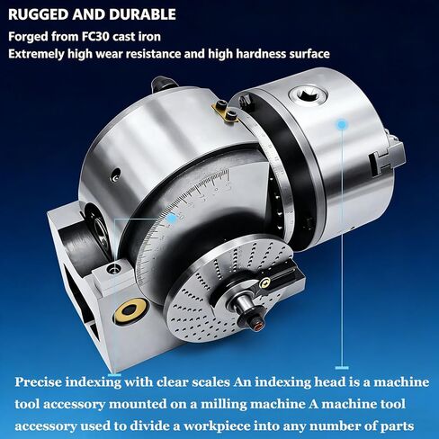 4in/5in/6in Dividing Head Milling Set with 3-Jaw Chuck & Tailstock, 1:40 Ratio, Includes 100mm, 125mm, 160mm Chucks for Precision Milling, Grinding & Drilling in Saudi Arabia