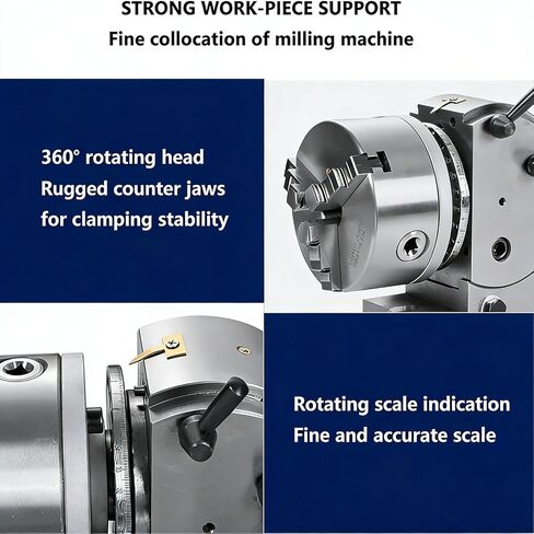 4in/5in/6in Dividing Head Milling Set with 3-Jaw Chuck & Tailstock, 1:40 Ratio, Includes 100mm, 125mm, 160mm Chucks for Precision Milling, Grinding & Drilling in Saudi Arabia