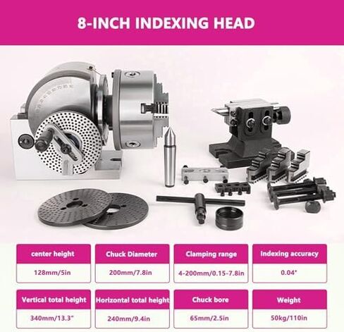 Dividing Head Milling Set - 3-Jaw Chuck, Tailstock & Chucks for Precision Milling, Grinding & Drilling Machines - Enhance Machining Accuracy & Versatility in Saudi Arabia
