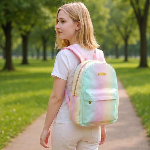 Jessica Simpson Women’s Designer Laptop Backpack with Side Pockets, Padded Straps | Classic Modern Backpack for Women (Ombre Rainbow), Large in Saudi Arabia