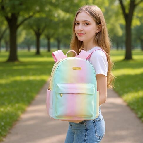 Jessica Simpson Women’s Designer Laptop Backpack with Side Pockets, Padded Straps | Classic Modern Backpack for Women (Ombre Rainbow), Large in Saudi Arabia
