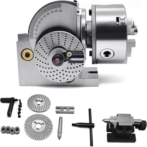 4in/5in/6in Dividing Head Milling Set with 3-Jaw Chuck & Tailstock, 1:40 Ratio, Includes 100mm, 125mm, 160mm Chucks for Precision Milling, Grinding & Drilling in Saudi Arabia