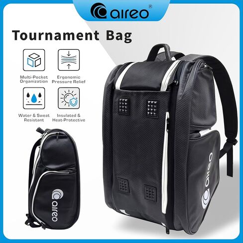 Aireo Black Pickleball Backpack with Shoe Compartment and Hook Strap,Large Pickleball Bag, Multi-Pocket Pickleball Gifts in Saudi Arabia