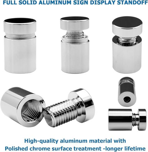 1/2" x 1/2" Inch 4PCS Aluminum Solid Sign Standoff Screws for Acrylic Advertising Screw wall Fixing standoffs mounts Glass Display Signs (Electroplated Satin Chrome) in Saudi Arabia