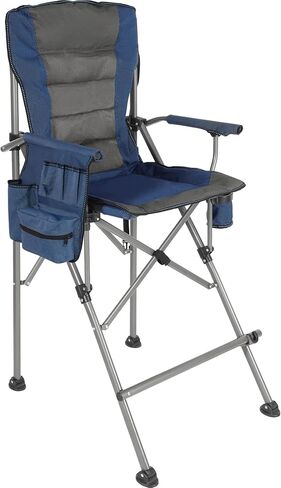 Portable Bar Height Foldable Director Chairs for Adults 330lbs, Extra Tall Folding Chairs for Camping Outside, Comfortable with Makeup Pocket, High Back and Footrest, Black in Kuwait