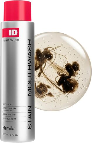 Hismile iD Stain Whitening Mouthwash, Gunk Removing Mouthwash for Fresh Breath, Hydrogen Peroxide Mouthwash to Promote Whiter Teeth, Peroxide Rinse with Essential Oils 237ml in Kuwait