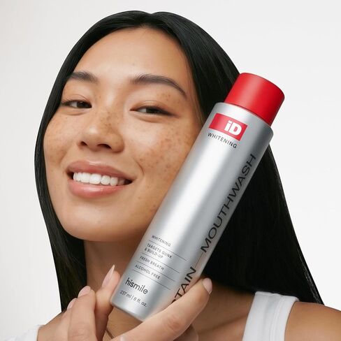 Hismile iD Stain Whitening Mouthwash, Gunk Removing Mouthwash for Fresh Breath, Hydrogen Peroxide Mouthwash to Promote Whiter Teeth, Peroxide Rinse with Essential Oils 237ml in Kuwait