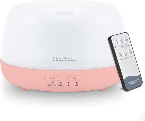 300ML Essential Oil Diffuser with 7-Color LED Lights and Remote Control, Modern Minimalist Design, High-Efficiency Ultrasonic Mist Aromatherapy Diffuser for Home in Saudi Arabia
