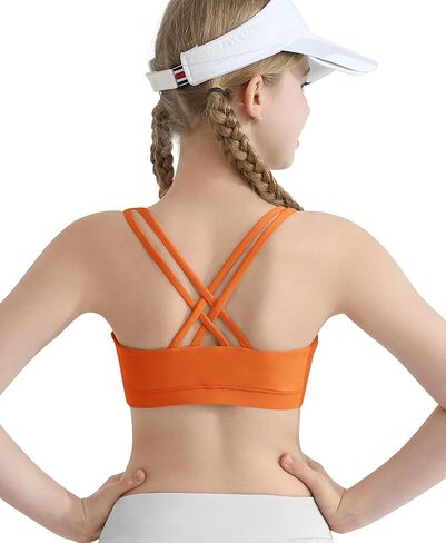 حمالات صدر رياضية للفتيات من DOCUMO حمالات صدر للتدريب من الخلف متقاطعة للفتيات مبطنة برقبة واسعة للأطفال والمراهقين ملابس رياضية لليوجا والرقص in Kuwait