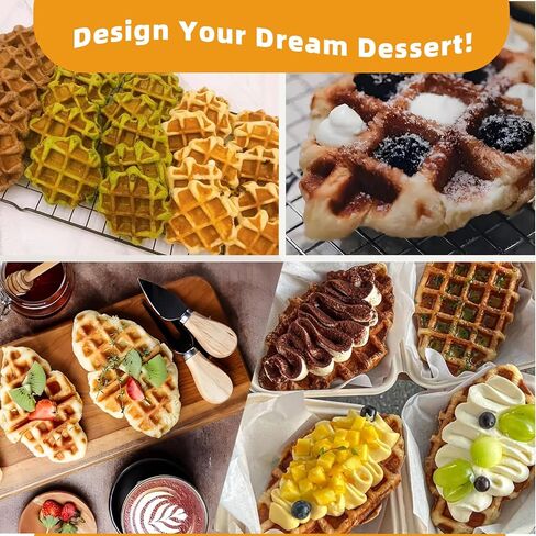 ماكينة صنع الوافل التجارية من Hehinton®، ماكينة صنع الوافل البلجيكية بقدرة 110 فولت 2300 وات مع أخاديد زيت وصينية تنقيط، هيكل من الفولاذ المقاوم للصدأ شديد التحمل، مكواة وافل غير لاصقة مثالية لمطعم المطبخ المنزلي in Kuwait