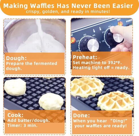 ماكينة صنع الوافل التجارية من Hehinton®، ماكينة صنع الوافل البلجيكية بقدرة 110 فولت 2300 وات مع أخاديد زيت وصينية تنقيط، هيكل من الفولاذ المقاوم للصدأ شديد التحمل، مكواة وافل غير لاصقة مثالية لمطعم المطبخ المنزلي in Kuwait