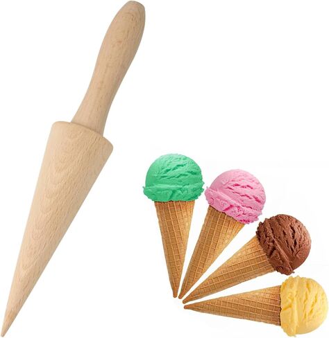 yueton 1 Pack Ice Cream Cone Roller Mold Pizzelle Roller Wooden Dessert Cooking Tools Pastry Cone Shaped Roller Mould Baking DIY Accessories in Saudi Arabia