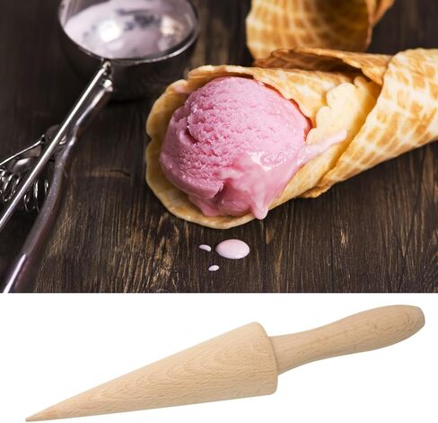 yueton 1 Pack Ice Cream Cone Roller Mold Pizzelle Roller Wooden Dessert Cooking Tools Pastry Cone Shaped Roller Mould Baking DIY Accessories in Saudi Arabia