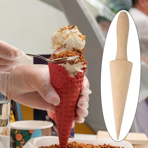 yueton 1 Pack Ice Cream Cone Roller Mold Pizzelle Roller Wooden Dessert Cooking Tools Pastry Cone Shaped Roller Mould Baking DIY Accessories in Saudi Arabia