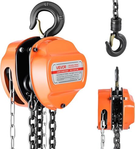 VEVOR Hand Chain Hoist, 3 Ton 6600 lbs Capacity, Manual Chain Block with Upgrade G80 Galvanized Chain, 10 ft Lifting Height, Heavy Duty Pulley Hoist for Garage Warehouse Automotive Machinery, Orange in Saudi Arabia