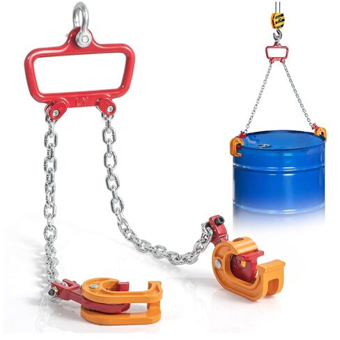 55 Gallon Drum Lift, 2200 lbs Load Capacity, Chain Drum Lifter for 30–55 Gallon Steel Drums, Improved Hook Design Drum Lifting Hook for Forklift Crane Hoist in Kuwait