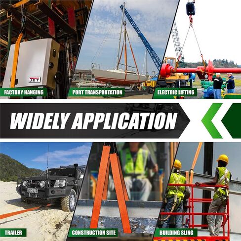 2PCS 2"x3FT & 2PCS 2"x7FT Supper Sturdy Lift Sling Straps, 18800 Pound Capacity Heavy Duty Eye-Eye Nylon Strap for Hoist, 2-Ply Polyester Rigging Straps, Tree Saver Recovery Straps Web Sling in Kuwait