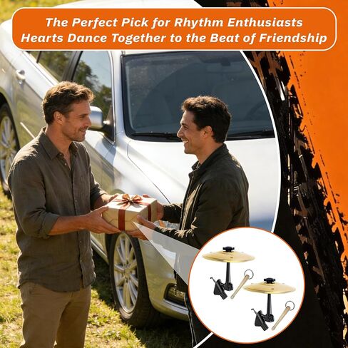 2-Pack Car Cymbal Air Vent, Mini Car Drum Set with Drumsticks - Easy Clip-On Stainless Steel Cymbals for Drummers & Music Lovers, Fun Musical Accessory & Dashboard Decor, Fits Most Vehicles (Gold) in Saudi Arabia