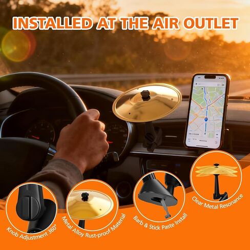Mini Drum Crash Cymbal - For Drummer Friends' Crash Cymbal Air Vent & Dashboard Accessory for Drummers & Music Enthusiasts | Universal Fit | Turn Traffic Into a Fun Jam Session (Gold) in Saudi Arabia