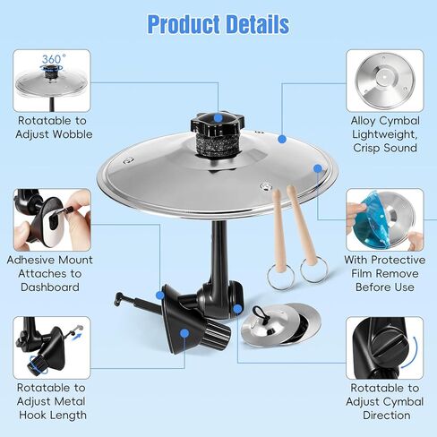 PIFOOG 2 Pack Car Cymbal Air Vent Mini Drum Sticks Clip on Car Crash Cymbals Set Auto Musical Symbol Driving Fun Gifts for Music Drummer Lovers Adjustable Metal Alloy Silver Gadgets in Saudi Arabia