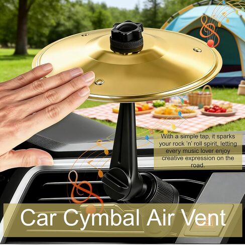 2PCS Car Cymbal Air Vent, Car Drum Cymbal Air Vent Clip, Mini Metal Crash Cymbal Air Vent Clip, for Fun Accessory for Drummers and Music Lovers, Fits Most Vehicles,with Drum Stick in Saudi Arabia