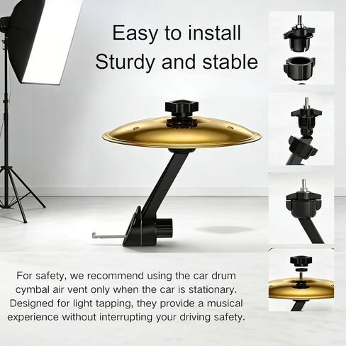 2PCS Car Cymbal Air Vent, Car Drum Cymbal Air Vent Clip, Mini Metal Crash Cymbal Air Vent Clip, for Fun Accessory for Drummers and Music Lovers, Fits Most Vehicles,with Drum Stick in Saudi Arabia
