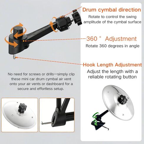 2PCS Car Cymbal Air Vent, Car Drum Cymbal Air Vent Clip, Mini Metal Crash Cymbal Air Vent Clip, for Fun Accessory for Drummers and Music Lovers, Fits Most Vehicles,with Drum Stick in Saudi Arabia