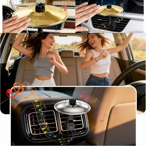 2PCS Car Cymbal Air Vent, Car Drum Cymbal Air Vent Clip, Mini Metal Crash Cymbal Air Vent Clip, for Fun Accessory for Drummers and Music Lovers, Fits Most Vehicles,with Drum Stick in Saudi Arabia