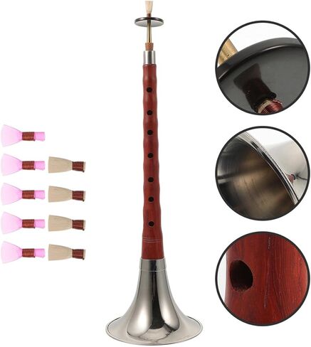 D Key Suona Wind Instrument Red Sandalwood Ethnic Chinese Horn with Plastic Reed Traditional Folk Music Instrument Suitable for Students and Entry-level Players Random Color in Kuwait