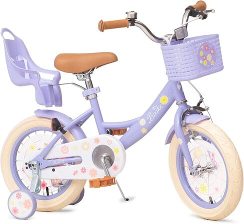 Girls Bike with Basket for Toddlers and Kids Aged 3-14 Years Old, 12 14 16 18 Inch with Training Wheels & Doll Seat, 20 Inch with Kickstand & Rear Rack, Princess Style Bicycle for Gift. in Saudi Arabia