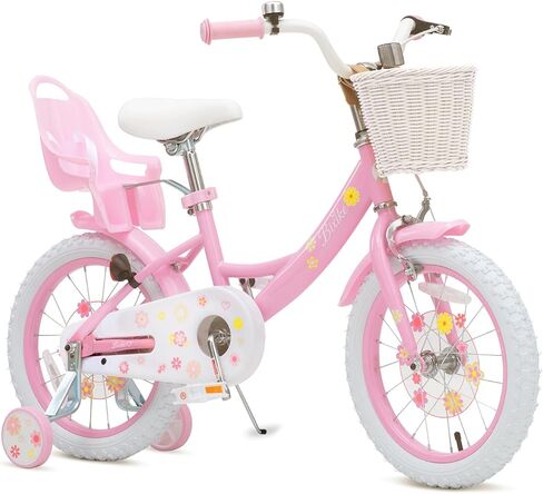 Girls Bike with Basket for Toddlers and Kids Aged 3-14 Years Old, 12 14 16 18 Inch with Training Wheels & Doll Seat, 20 Inch with Kickstand & Rear Rack, Princess Style Bicycle for Gift. in Saudi Arabia
