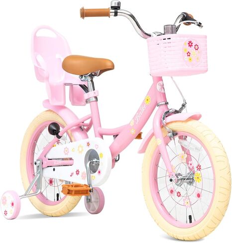 Girls Bike with Basket for Toddlers and Kids Aged 3-14 Years Old, 12 14 16 18 Inch with Training Wheels & Doll Seat, 20 Inch with Kickstand & Rear Rack, Princess Style Bicycle for Gift. in Saudi Arabia