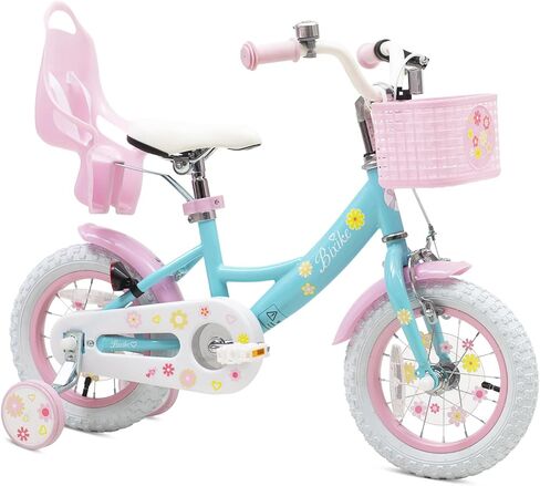 Girls Bike with Basket for Toddlers and Kids Aged 3-14 Years Old, 12 14 16 18 Inch with Training Wheels & Doll Seat, 20 Inch with Kickstand & Rear Rack, Princess Style Bicycle for Gift. in Saudi Arabia