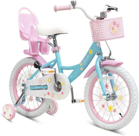 Girls Bike with Basket for Toddlers and Kids Aged 3-14 Years Old, 12 14 16 18 Inch with Training Wheels & Doll Seat, 20 Inch with Kickstand & Rear Rack, Princess Style Bicycle for Gift. in Saudi Arabia