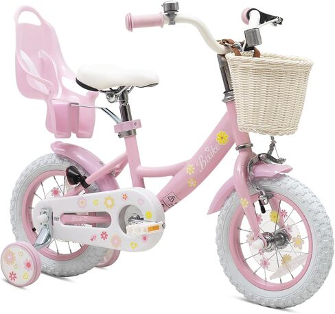 Girls Bike with Basket for Toddlers and Kids Aged 3-14 Years Old, 12 14 16 18 Inch with Training Wheels & Doll Seat, 20 Inch with Kickstand & Rear Rack, Princess Style Bicycle for Gift. in Saudi Arabia