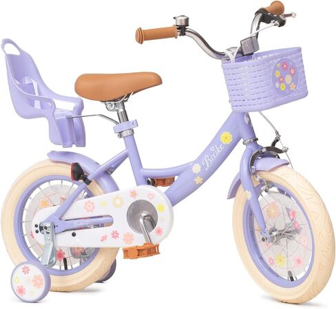 Girls Bike with Basket for Toddlers and Kids Aged 3-14 Years Old, 12 14 16 18 Inch with Training Wheels & Doll Seat, 20 Inch with Kickstand & Rear Rack, Princess Style Bicycle for Gift. in Saudi Arabia