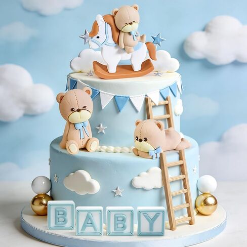 Luxury Pink Bear Cake Toppers Decorations Baby Bears Baby Shower Cake Topper Pink Bow Bear Cake Decor Girl Just Wanna Be One Baby Birthday Party in Kuwait